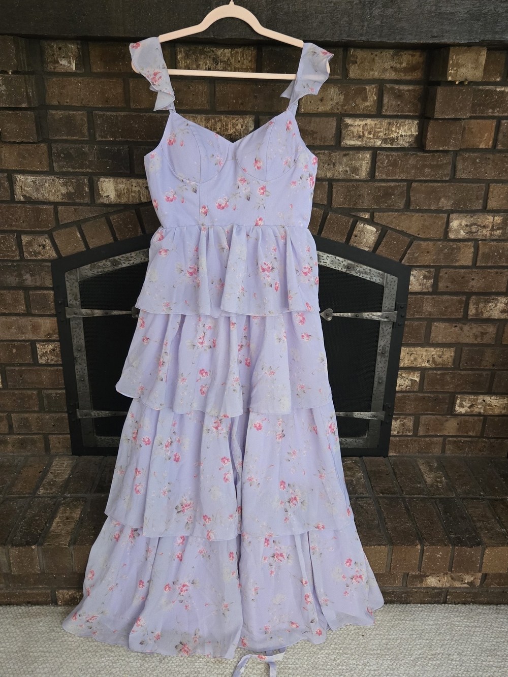 Lavender Floral Tiered Maxi Dress